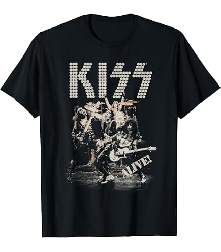 Amazon.com: KISS - Alive in 77 T-Shirt : Clothing, Shoes & Jewelry