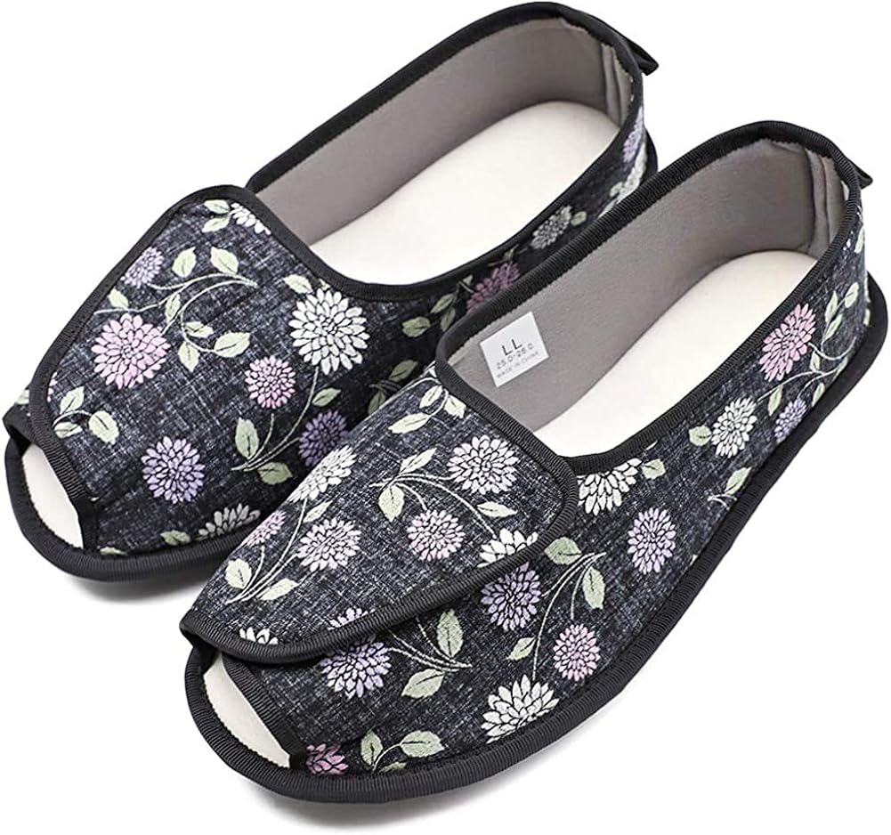 Women's Diabetic House Slippers Adjustable Strap Edema Indoor Sandal