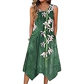 Zeagoo Womens Casual Dress for Summer Tank Dress Loose Flowy Beach Dress with Pockets Hankerchief Flare Midi Sundress 2026