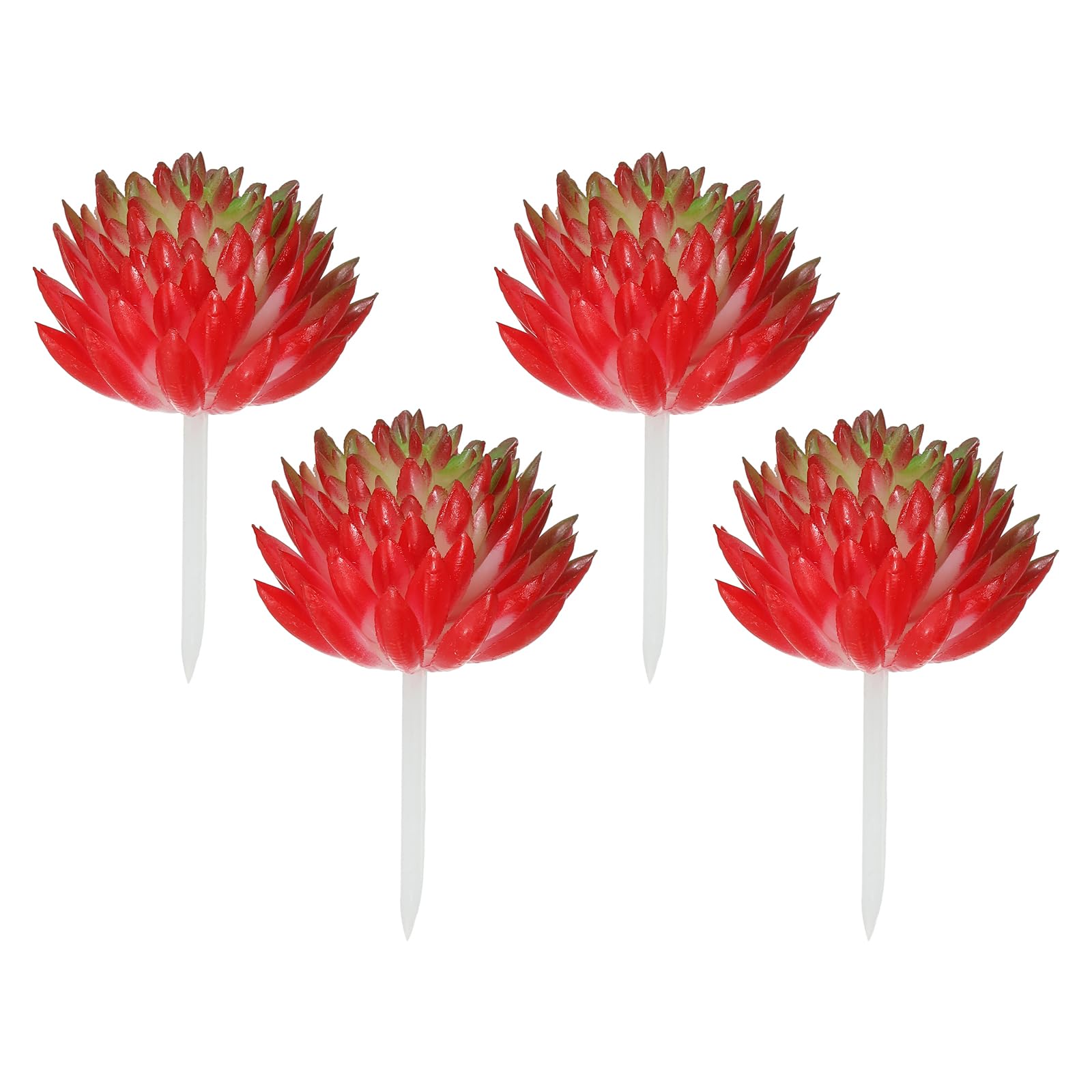 PATIKIL Mini Artificial Succulents, 4 Pack Unpotted Faux Succulent Picks Fake Succulent Plants for Home Landscape Decoration, Red Green