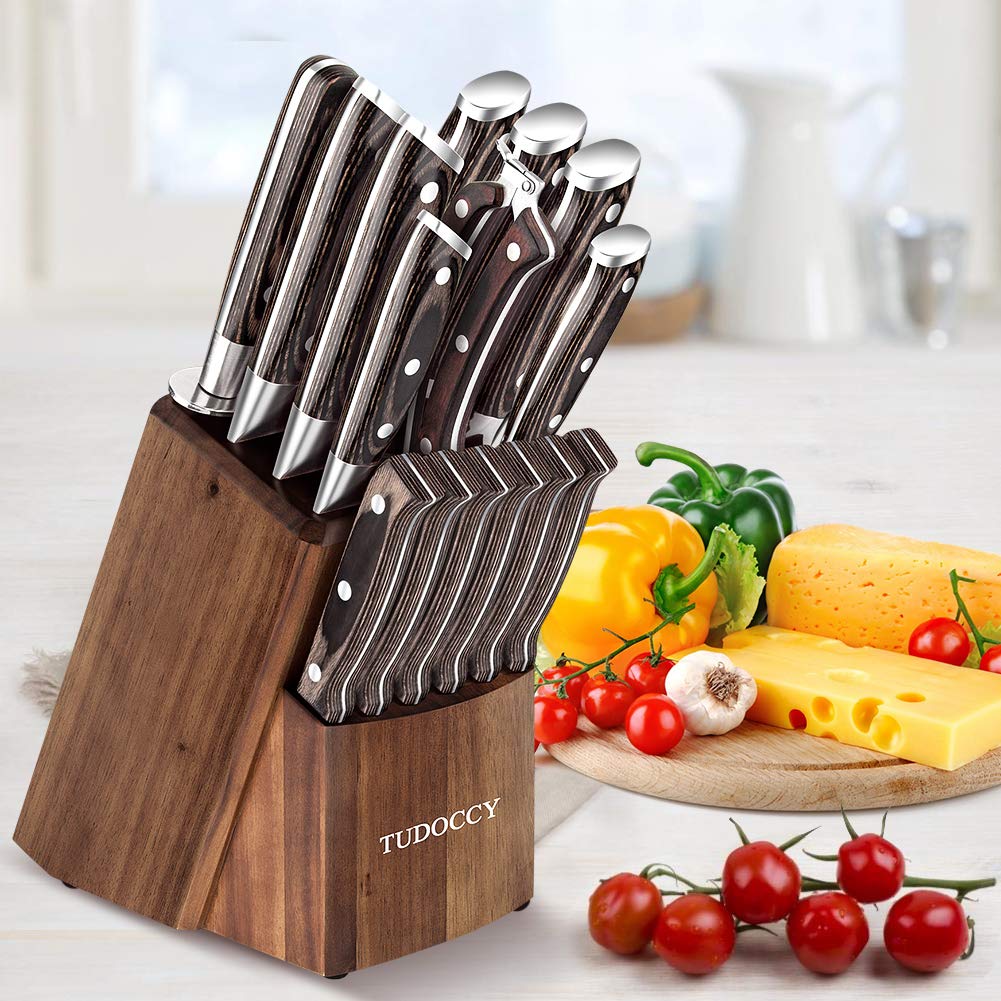 Kitchen Knife Set, 16Piece Knife Set With Builtin Sharpener And