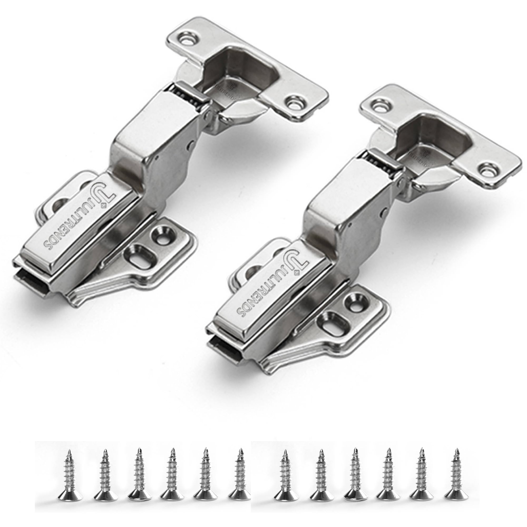 2 Pcs Cupboard Door Hinges Adjustable Soft Close Concealed Door Hunges for Kitchen Cupboard Wardrobe Furniture New Type Small Angle Mute Cushioned Cabinet Hinges 1 Pair with Screws - No Cover