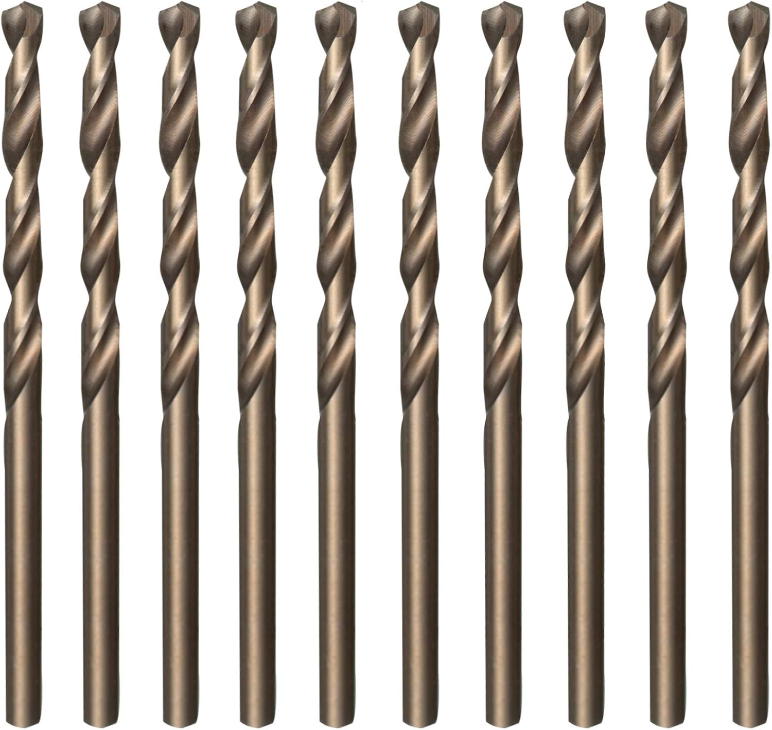 HPMAISON True 5% Cobalt Jobber Drill Bit Set, 10Pcs 3.5mm M35 High Speed Steel Twist Drill Bits