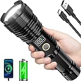 Flashlight rechargeable, 990000 High Lumens LED Flash Light, Super Bright Zoomable Lampe with LCD Digital Display, 5Modes Bri