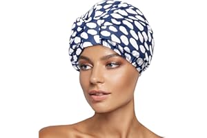 INNELO Luxury Shower Cap for Women Reusable Waterproof, Double Layered Shower Hair Cap with Adjustable Elastic Strap, Large Satin Lined Shower Bath Cap for Long Curly Straight Hair, Blue
