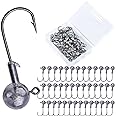 Goture Round Lead Jig Head Hooks for Freshwater & Saltwater Fishing, Swimbait Jig Heads with Fishing Box, Ideal for Trout & Bass