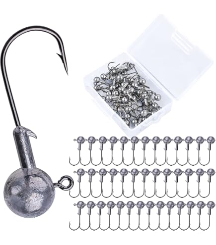 Amazon.com : Arkie Lures PBHS-14-10 Ball Head Jigs- Black Sickle Style Hook-  1/4 oz- 10 Pack : Sports & Outdoors