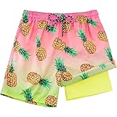 Cozople Boys Swim Trunks Compression Liner Swim Shorts Quick Dry Bathing Suit with Boxer Brief Swimwear 2-20T