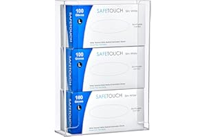 Amazing Abby Acrylic Glove Box Holder, Wall-Mounted Glove Dispenser, Floating Glove Box Organizer, Large Size (for 3 Boxes), 10.5" W x 15.0" H x 3.5" D (Mounting Hardware Included)