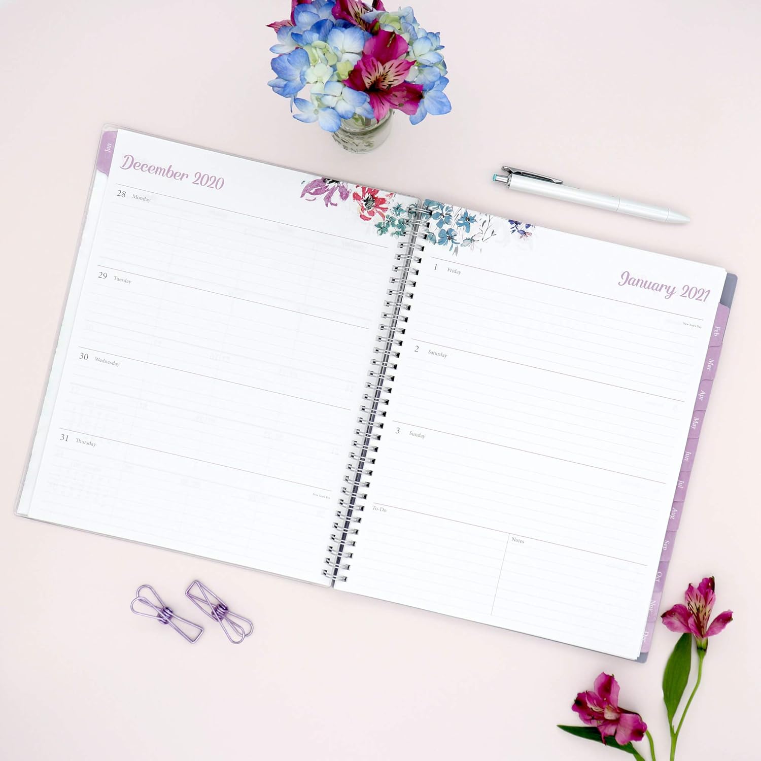 Blue Sky 2021 Weekly & Monthly Planner, Flexible Cover, Twin-Wire Binding, 8.5" x 11", Laila (125889) : Office Products