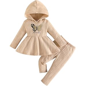 Jecson Toddler Baby Girl Clothes Hooded Outfits Set Infant Sweatsuit 6M-3T | Baby girl clothes with a soft fit, featuring a m