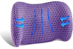 sproerden Lumbar Support Pillow for Office Chair Backs and car Seats - Improves Sitting Posture - Memory Foam - relieves Back Pain - Breathable, Removable, Washable Perfect Lumbar Pillow (Purple)