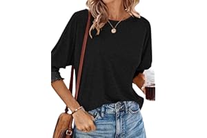 WNEEDU Women's Summer Tops Casual Crew Neck 3/4 Sleeve Shirts Dressy Ladies Tops 2026