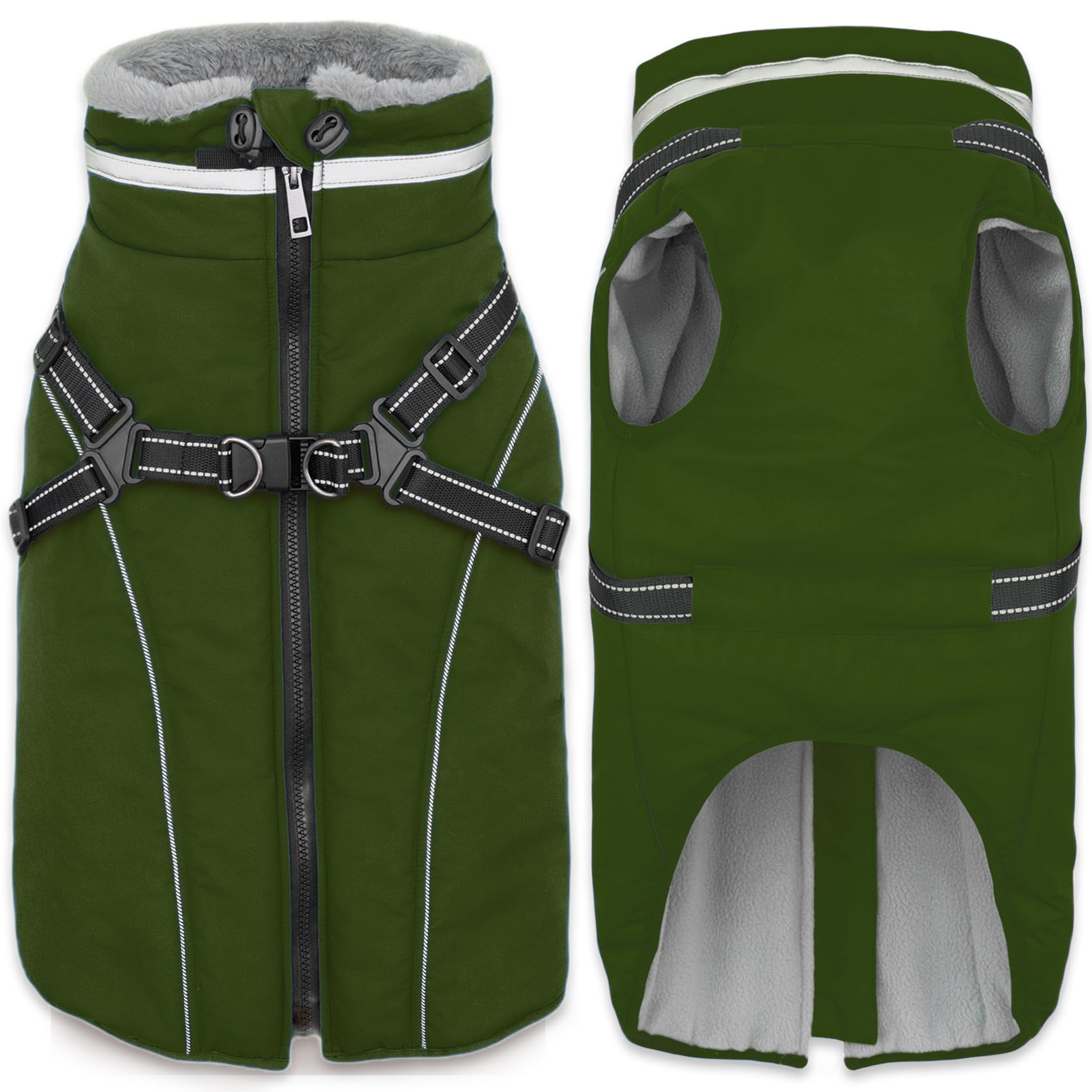 Photo 1 of Fragralley Dog Coat with Harness Built in, Waterproof Windproof Reflective Warm Puffer Jacket, Fleece Lined Vest Winter Parka for Small, Medium, Large Dogs?