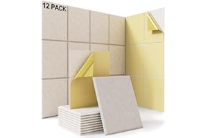 EVENRISING 12 pack Acoustic Panels With Self-Adhesive, 16"X 12"X 0.4"Sound Proof Foam Panels, High Density Sound Panels, Soundproof Wall Panels for Home Studio Office(RECTANGULA, Camel)