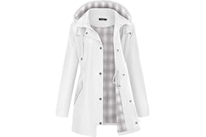 LOMON Women Waterproof Outdoor Hiking Raincoat Women Lined Rain Jacket Lightweight Hooded Jackets Trench Coats