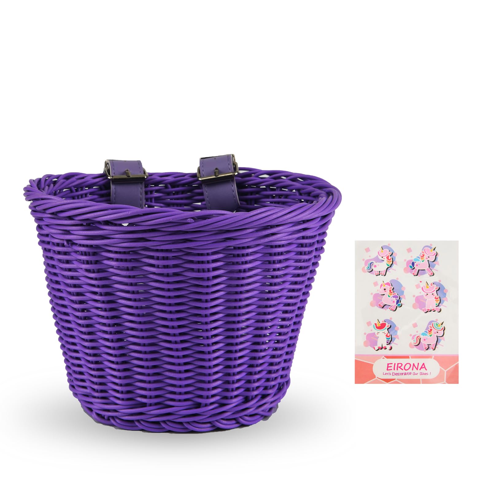 EIRONA Kids Bike Basket for 12 14 16 Children Bike, Kids Bicycle Basket for Scooter, Tricycle, Boys & Girls Bike Accessories, Purple