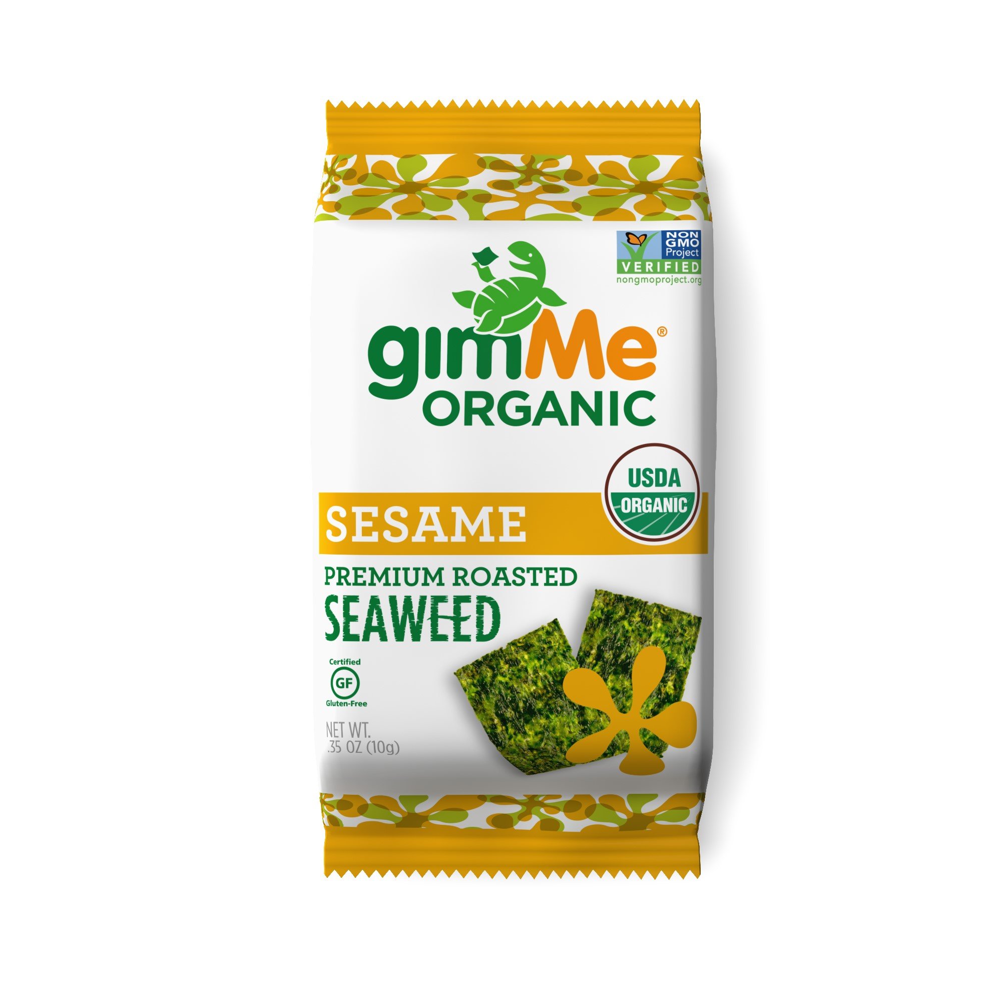 gimMe Snacks Organic Premium Roasted Seaweed Snacks, Sea Salt, 10 gram