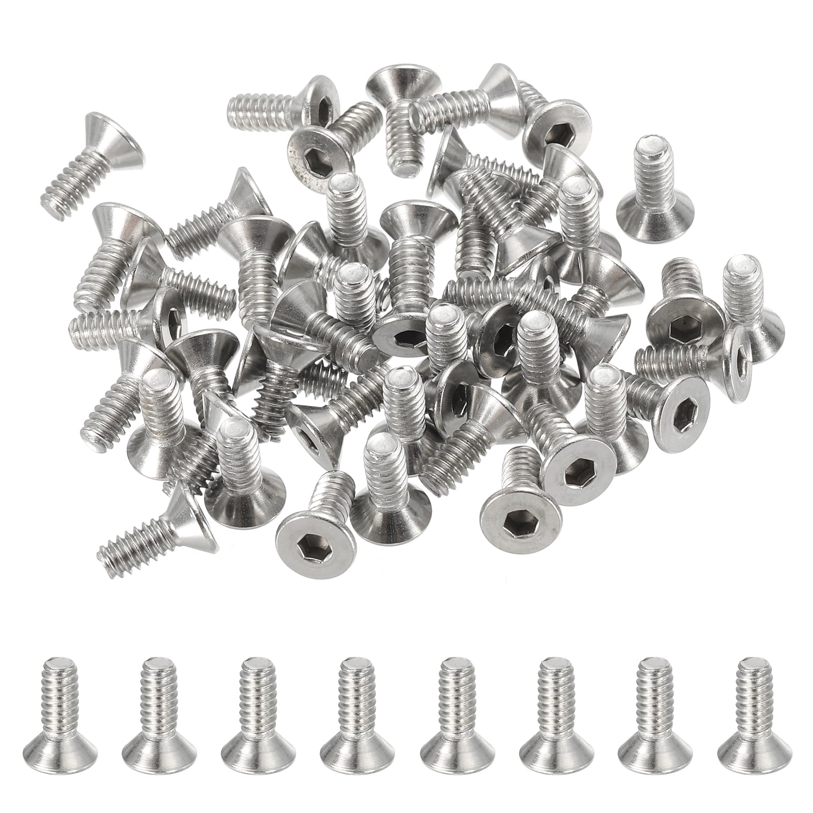 PATIKIL #10-24 x 1/2 Inch Flat Head Socket Cap Screws, 50 Pack 304 Stainless Steel Flat Countersunk Bolts Hex Socket Drive Machine Screws Full Thread Coarse Thread UNC Grade 6.8 — image 1