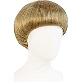 IMEYLE Short Blonde Bob Wig with Bangs Mushroom Wigs for Men 60s 70s Bowl Cut Wigs for Women Men Blond Bob for Cosplay Funny Wig for Party Outfit Anime for Halloween Costume+Hair Cap
