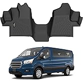 Floor Mats Custom for Ford Transit 2015-2021 150/250/350/350HD w/Carpet Flooring (Not for Transit Connect Models) All Weather TPE Rubber 1st Row Anti-Slip Floor Liners for Transit Accessories