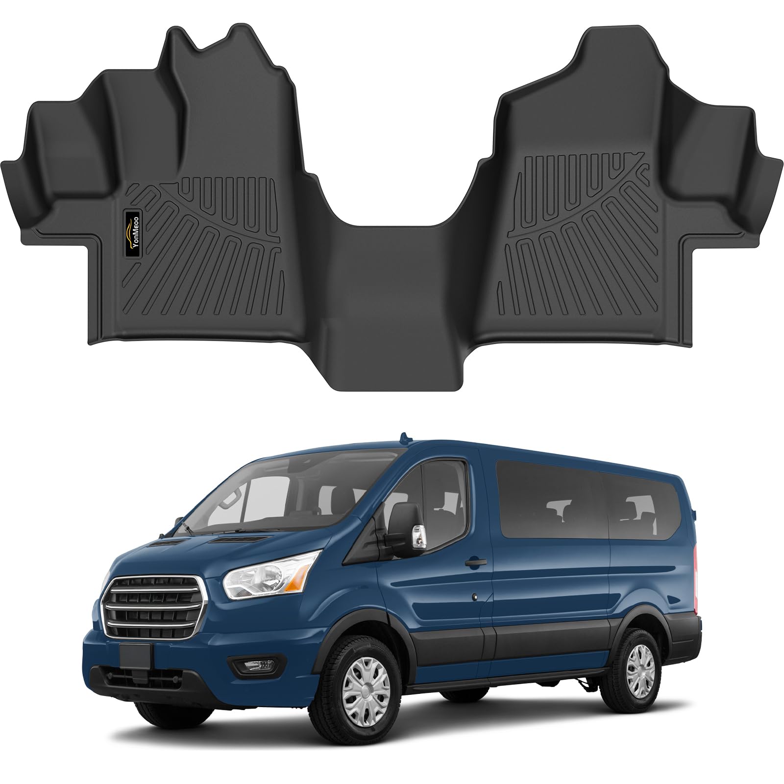 Floor Mats Custom for Ford Transit 2015-2021 150/250/350/350HD w/Carpet Flooring (Not for Transit Connect Models) All Weather TPE Rubber 1st Row Anti-Slip Floor Liners for Transit Accessories Image
