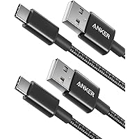 USB Type C Cable, Anker [2-Pack 6Ft] Premium Nylon USB-C to USB-A Fast Charging Type C Cable, for Samsung Galaxy S10 / S9 / S8 / Note 8, LG V20 / G5 / G6 and More(Black)