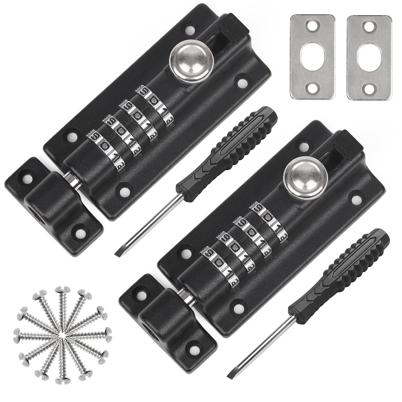 Weielt Digit Combination Locking Bolt, 4 Digit Sliding Lockable 120mm Stainless Steel Silded Garden Gate Latch for Wooden Gates, Gate Door Bolt Lock with Anti-Tamper Screws (Black 2Pack) — image 1