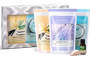 Bath Salts for Women, Spa Luxetique Epsom Salts for Soaking, 3pc Bath Salt Gifts Set, Lavender, Vanilla and Coconut Scent with Tea Tree Oil Gifts for Her Birthday Gifts