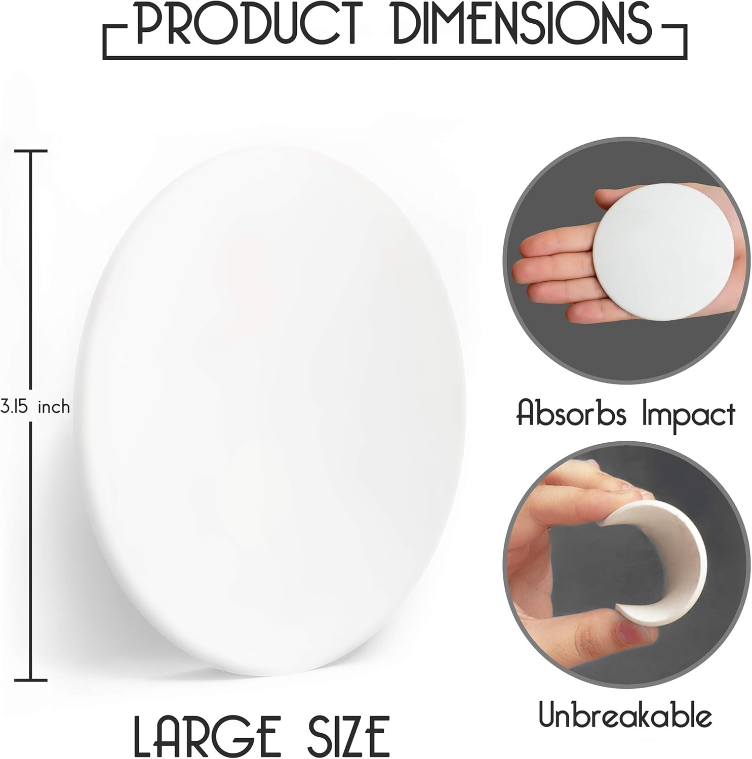 Door Stopper Wall Protector Large 3.15" (3 PCS) with Strong 3M Adhesive - Quiet and Shock Absorbent Silicone Wall Protectors from Door Knobs - Discreet Door Bumper to Protect Every Wall Surface: Home Improvement