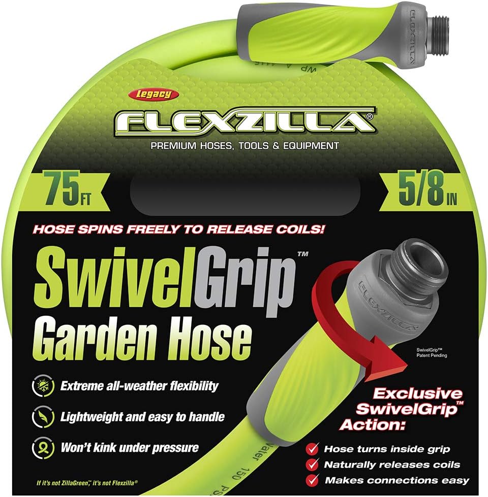 Flexzilla Garden Hose with SwivelGrip, 5/8 in. x 75 ft., Heavy Duty, Lightweight, Drinking Water Safe - HFZG575YWS : Garden & Outdoor