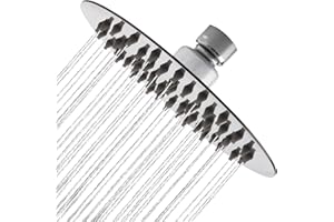 Rain Shower Head - 6'' Round, SUS304 Stainless Steel, High Pressure Rainfall Shower Head, High Flow & Waterfall Shower, Ultra