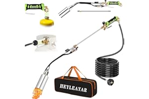 HEYLEAYAR Propane Torch Weed Burner with Adapter Self Igniter, High Output 2,400,000 BTU Weed Torch with 11.5FT Hose, Flame T