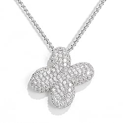 KissYan Bubble Letter Necklace Silver, White Gold