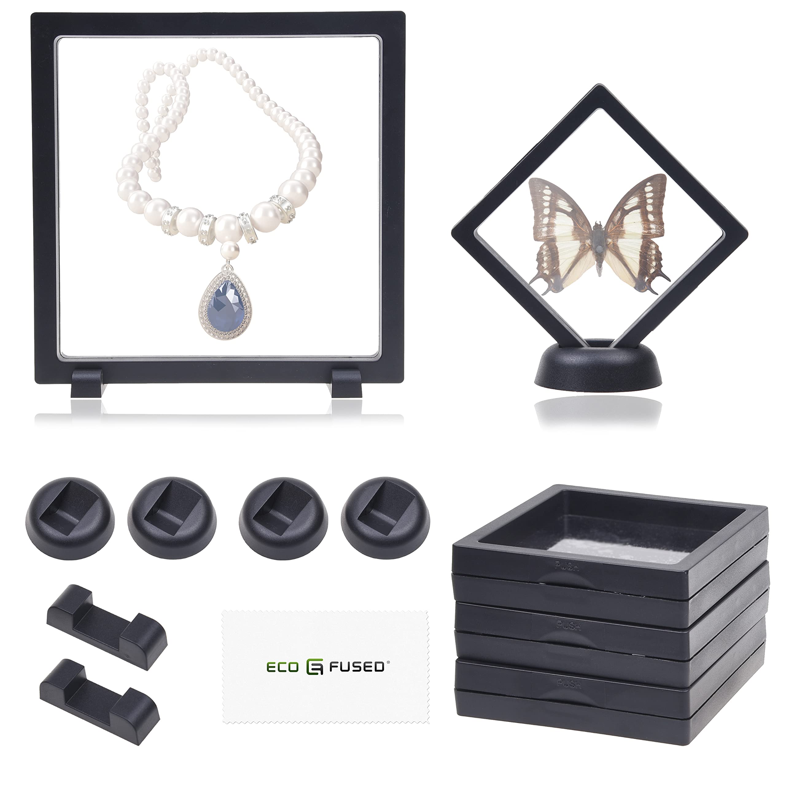 Eco-Fused 3D Transparent Floating Frame - Set of 5 - Suspension Display Case for Collectibles, Memorabilia, Decorations - Holders for Coins, Jewellery, Medals, Gemstones — image 1