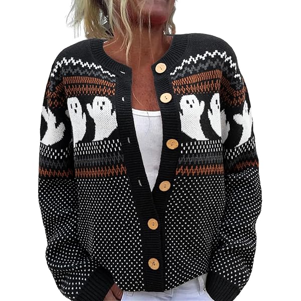 Amazon.com: Womens Skull Graphic Cardigan Skeleton Sweater Goth