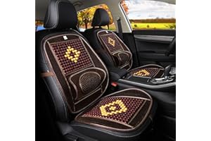 LKXHARLEYA Wood Beaded Comfort Seat Cover with Cooling Ventilated Mesh Lumbar Back Brace Massage Support Cushion for Car Seat Chair