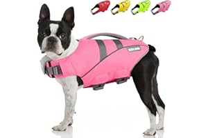 MIGOHI Dog Life Jacket, Reflective Dog Swimming Vest with High Flotation and Rescue Handle, Ripstop Dog Lifesaver for Small Medium Large Dogs, Pet Safety Water Vest for Swimming Boating Surfing