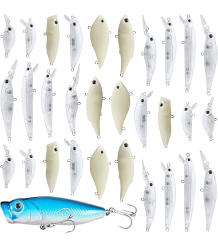 Fishbone Gear Unpainted Ice Fishing Jig Lure Kit – Jigging Minnow Bodies for DIY Painting, Walleye Crappie Perch Trout Bass, Hooks Included (Blood Red Tails, 1/2 oz) : Sports & Outdoors