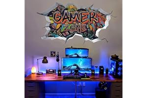 TOARTI 3D Game Wall Decals,Gaming Wall Stickers for Boys Room Gamer Zone Sticker Video Gaming Wallpaper for Kids Playroom Decor