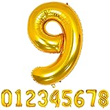 Gold Large Numbers Balloons Number 9 Birthday Party