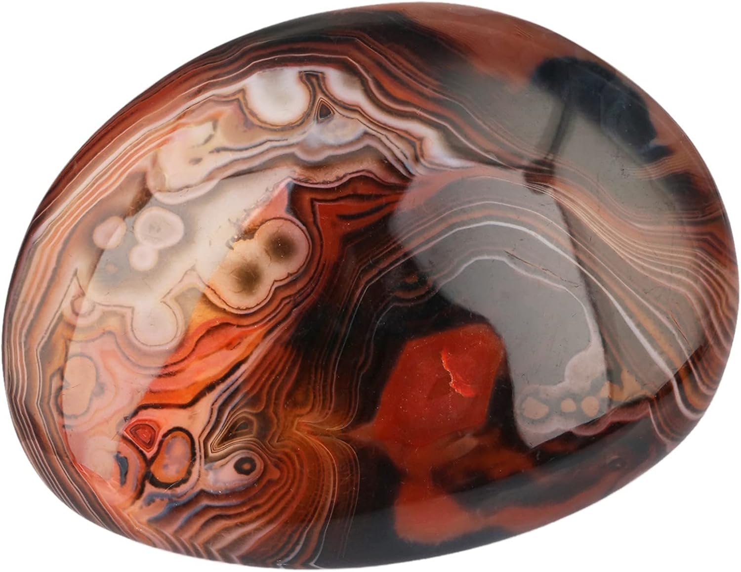 Indoor Fountains & Accessories - Rockcloud Irregular Polished Banded Agate Palm Stones Worry Stones Pebble Healing Crystal with Velvet Bag