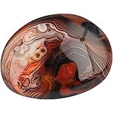 rockcloud Irregular Polished Banded Agate Palm Stones Worry Stones Pebble Healing Crystal with Velvet Bag