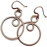 Pillar of Salt Studio Handcrafted Earrings Solid Copper Infinity Hoop Wire Wrapped Earrings (Antiqued Copper, Small, 1-1/4" drop)