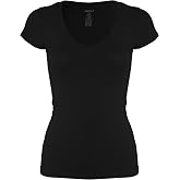 Bozzolo Women's Plain Basic V Neck Short Sleeve Cotton T-Shirts