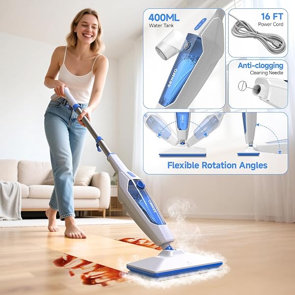 SENMO STEAM MOP, 14-IN-1 DETACHABLE STEAM CLEANER FOR HOME AND FLOOR, 1300W 228°F DEEP CLEANING MULTIPURPOSE FLOOR STEAMER WITH 14 ATTACHMENTS