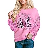 For G and PL Women Christmas Sparkle Long Sleeve Sequin Fleece Shirts Graphic Ugly Crewneck Sweatshirts Snowflake Tree XL