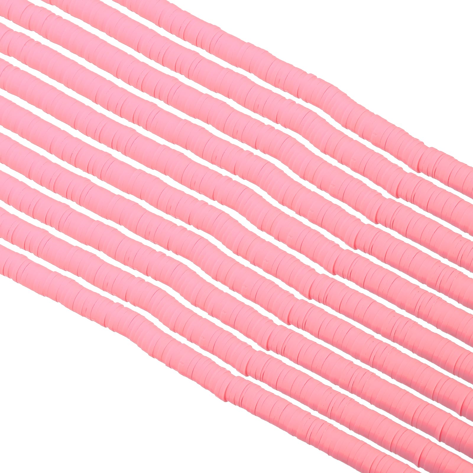 PATIKIL 6mm Polymer Clay Beads Spacer, 3500Pcs 10 Strands Round Flat Handmade Bead Spacer for Craft Home Decor Chain Bracelets Jewelry Making, Pink