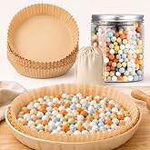 Patelai 1 Pcs 2 lb Pie Weights Ceramic, 50 Pcs Parchment Paper, Multi Color | Reusable Baking Beans for Blind Baking Crust, Stoneware, Disposable Pie Liner Fit 8, 9, 10 Inch Dish with Storage Bottle Bag