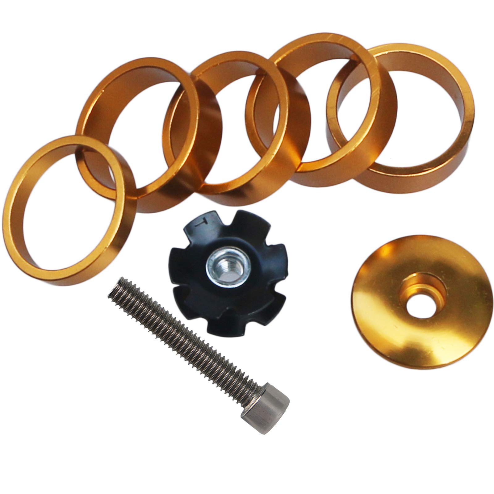 GANOPPER 1-1/8 inch road bike handlebar stem spacer bicycle stem caps MTB bicycle handlebar height spacer with bike headset star nut screw